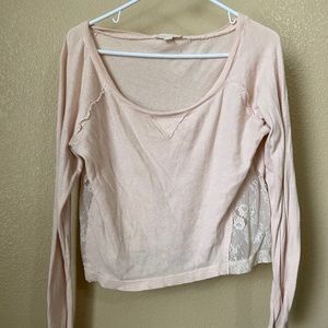 Pink Long Sleeve with Lace Side Inserts